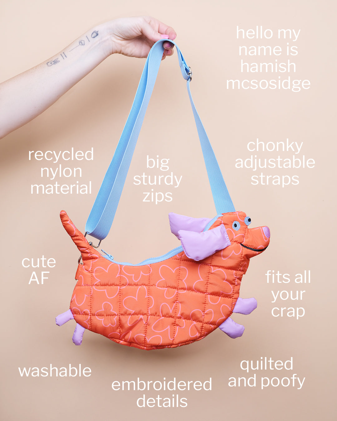 Flying Flower Dog Crossbody Bag