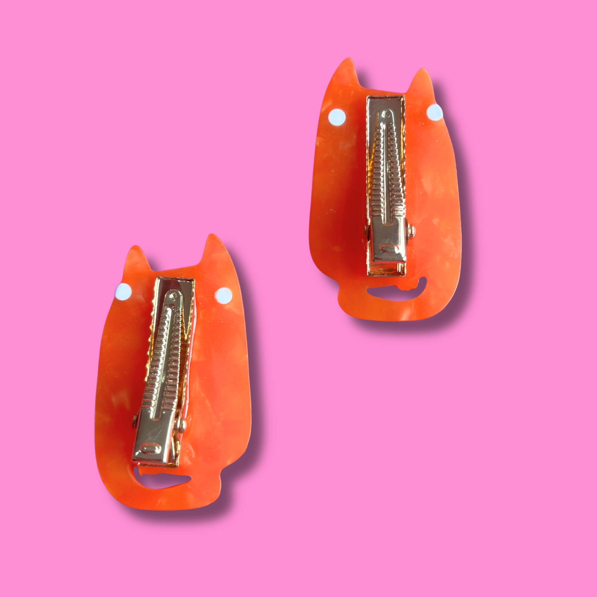 Fat Orange Cat Hair Slide Clips