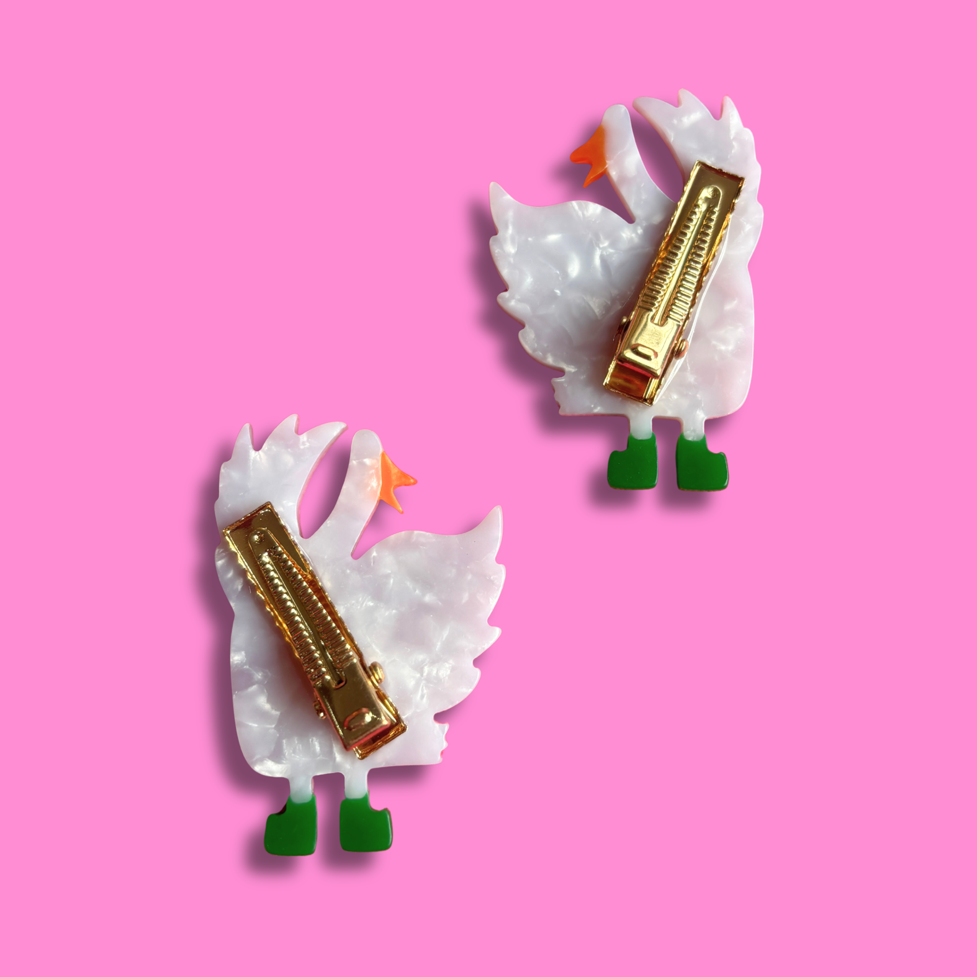 Silly Goose in Boots Hair Slide Clips