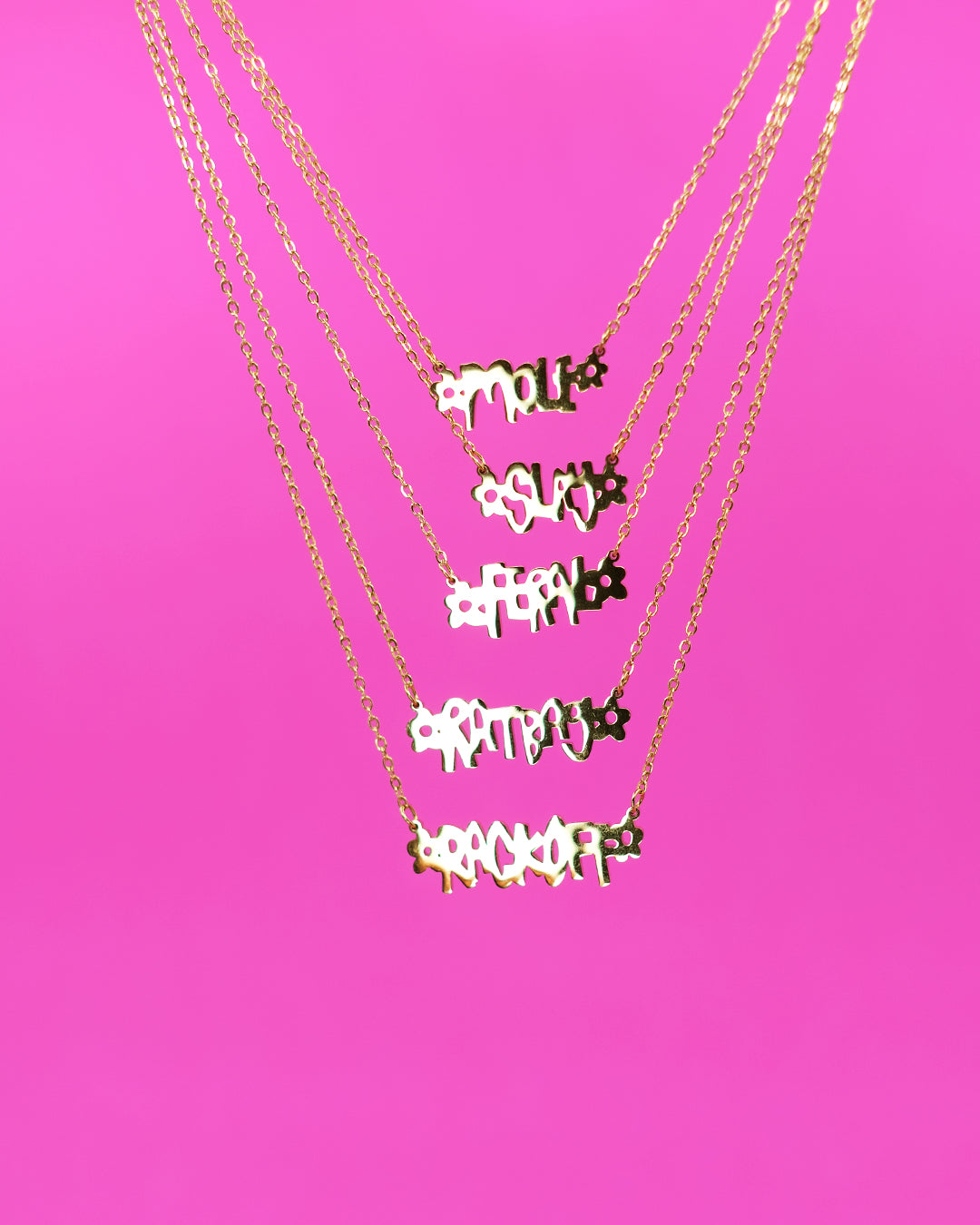 Feral - Gold Nameplate Necklace