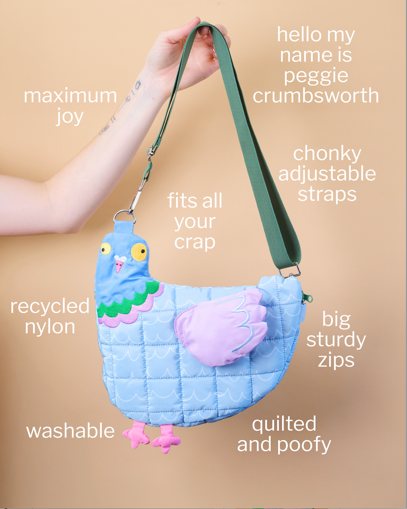 PREORDER Bird Brain Pigeon Crossbody Bag
