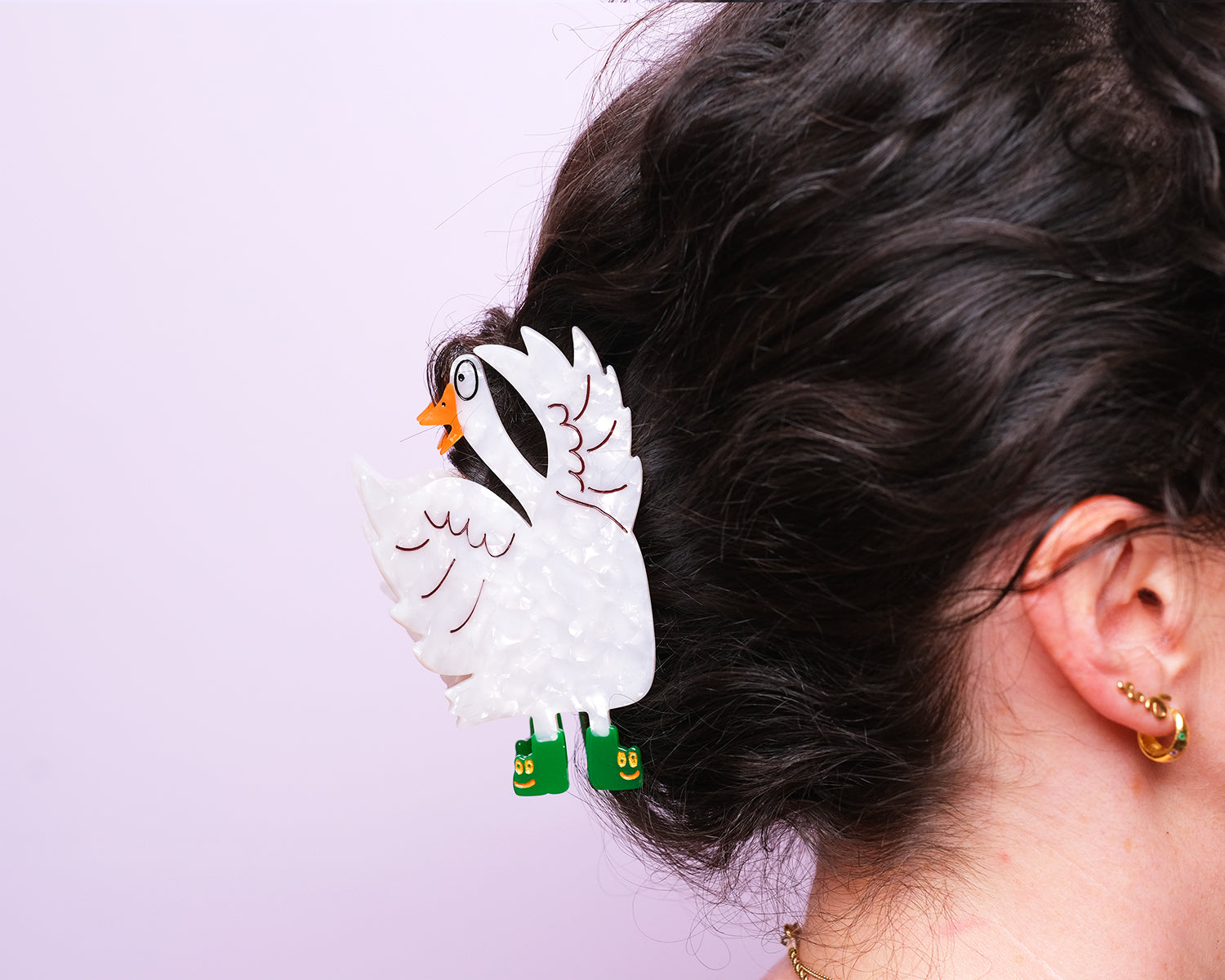 Silly Goose in Boots Hair Claw Clip