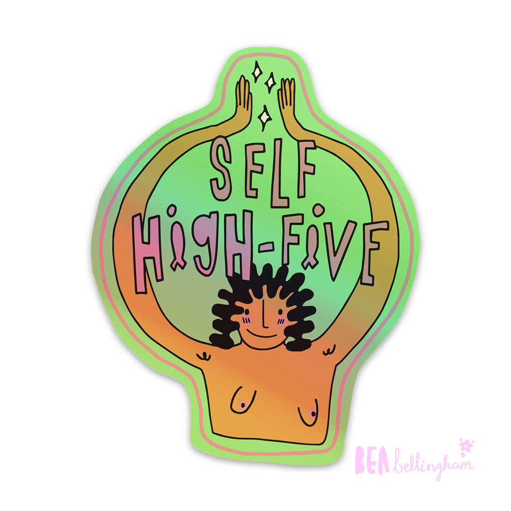 Self High Five Holographic Sticker