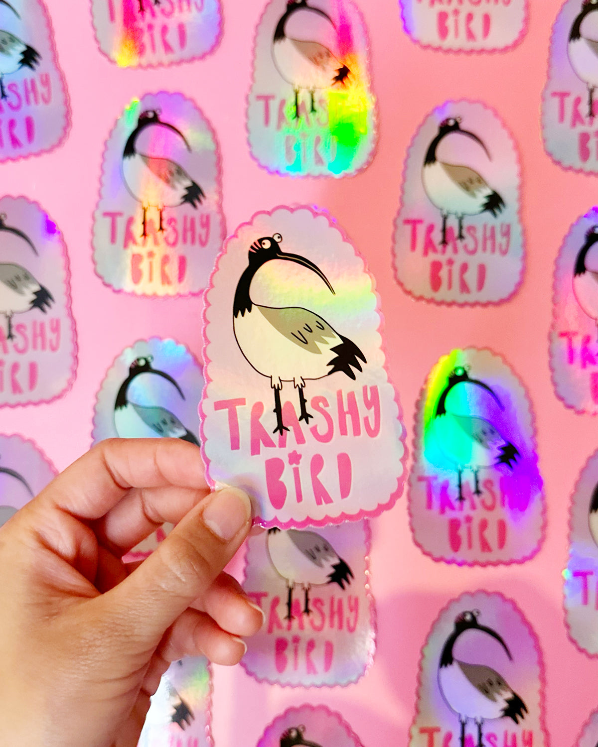 Trashy Bird Holographic Sticker