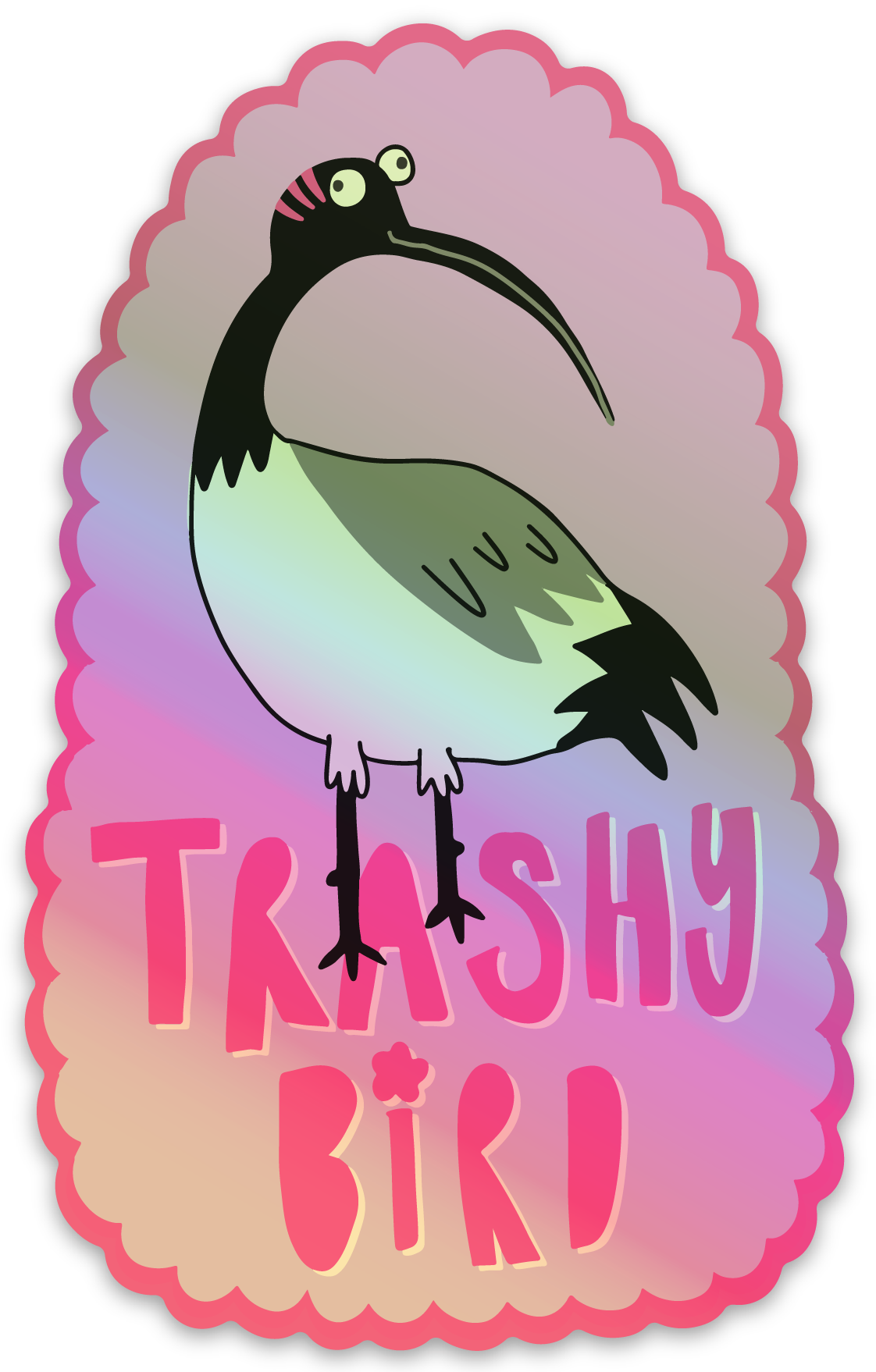 Trashy Bird Holographic Sticker